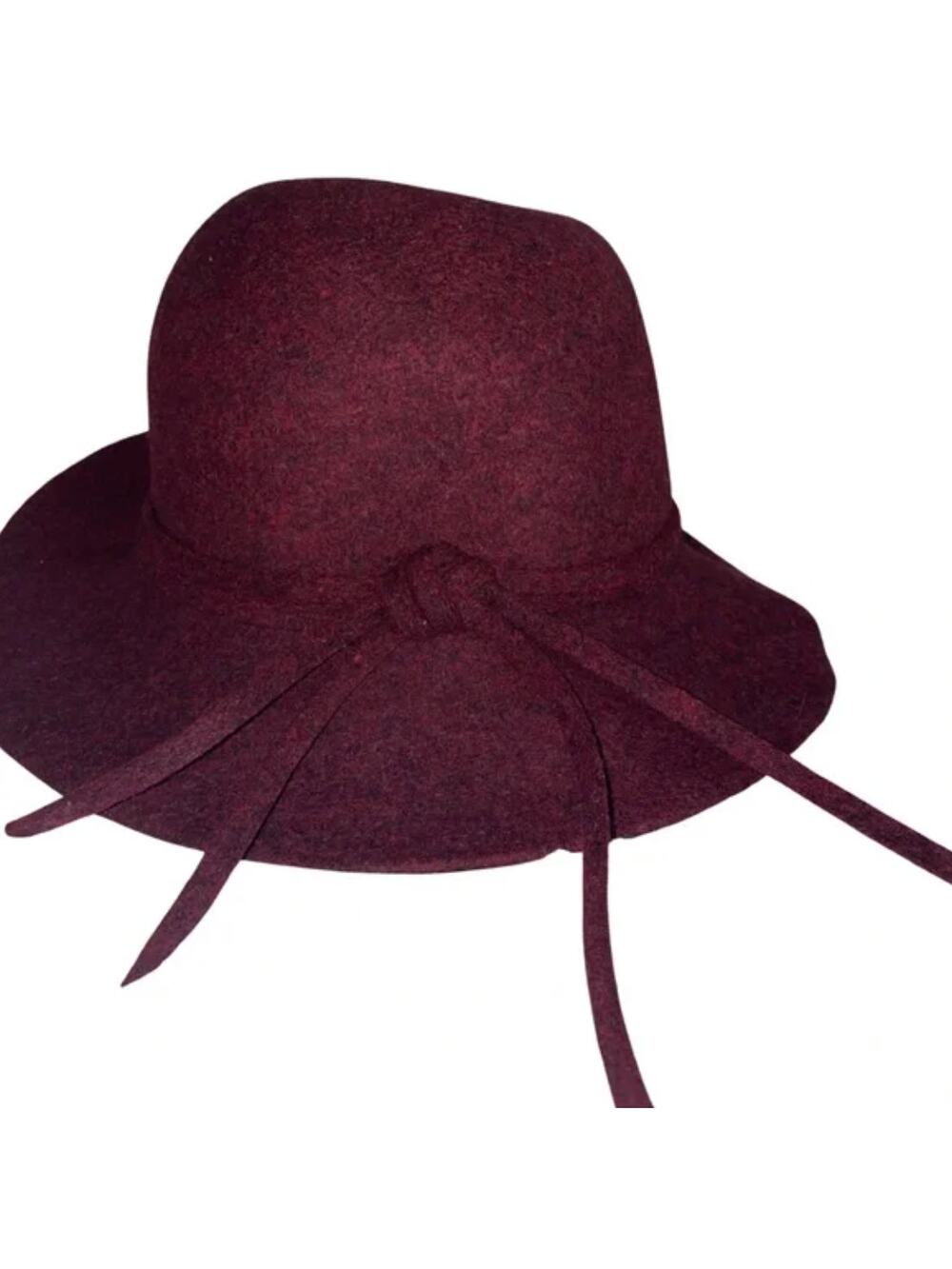 Nordstrom Winter Fall 100% Wool Burgundy Maroon Bucket Hat Bow Tie OS Holiday